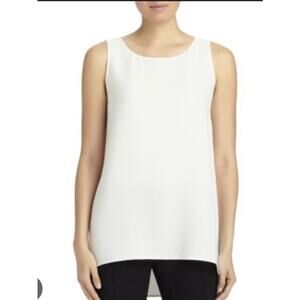 LAFAYETTE 148 NEW YORK Ruthie Sleeveless High Low Hem Silk Blouse Cloud Size P